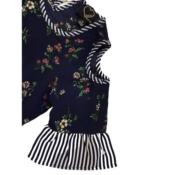 Hearts by Monteau Dress Girls 4T Floral Striped Ruffle Sleeve Cottagecore Outfit - Picture 2 of 4